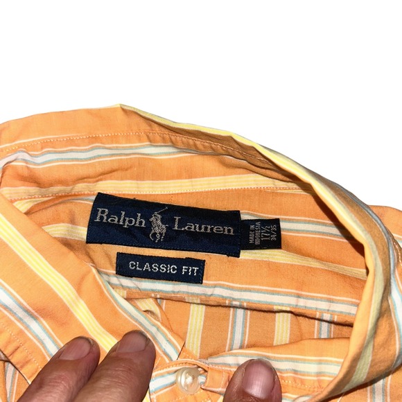Ralph Lauren Classic Fit Striped Button Down Shirt Mens Size XL - Picture 6 of 9